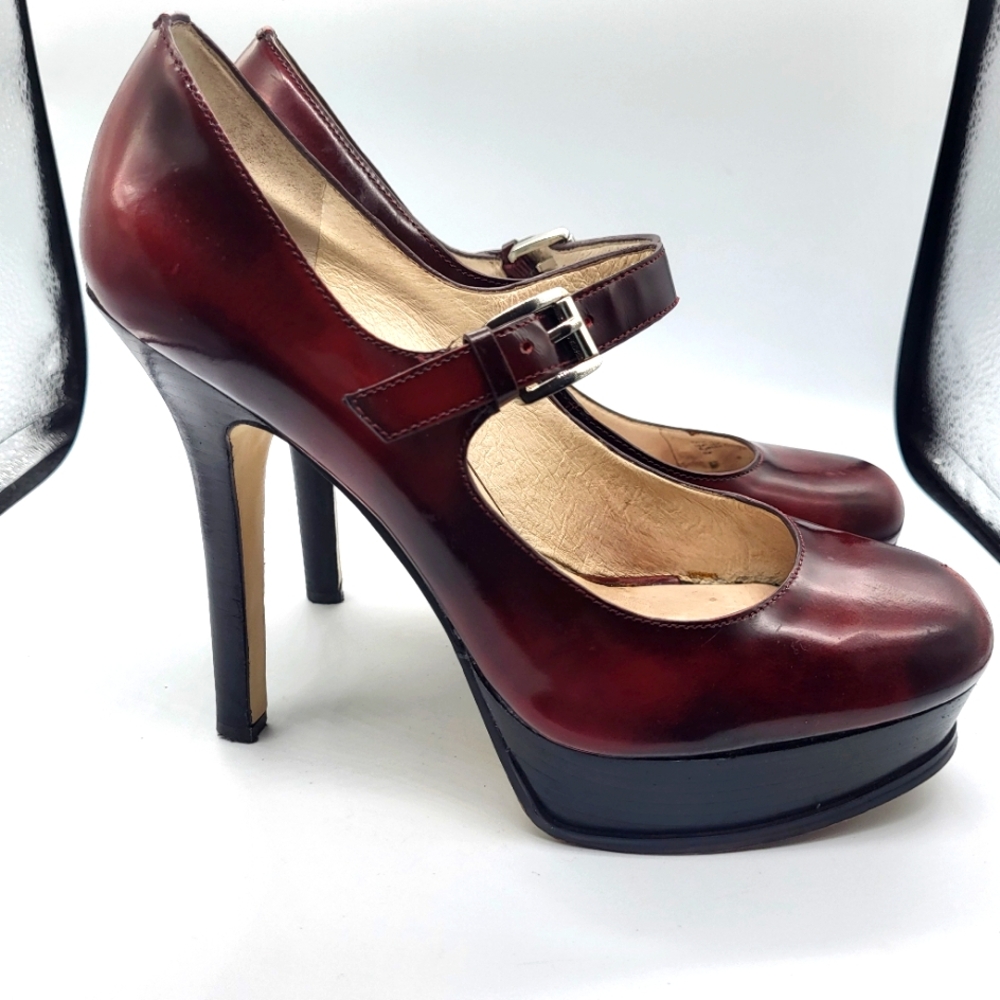 Michael Kors Eboni Bordeaux Mary Janes Platform Pump Sz.9 - Picture 16 of 16